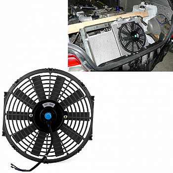 12V 80W 12 inch Car Cooling Fan High-power Modified Tank Fan Cooling Fan Powerful Auto Fan Mini Air Conditioner for Car(Black)