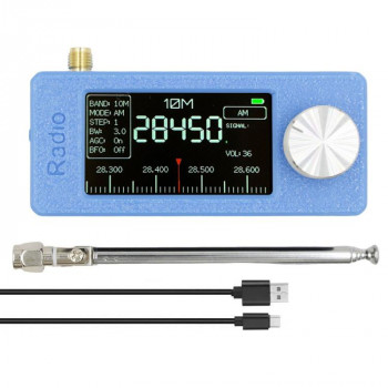 SI4732 1.9 inch IPS Display Portable Radio 0.5-108 MHz LSB USB AM FM Pocket Mini Radio, Type:Telescopic Antenna + USB(Blue)