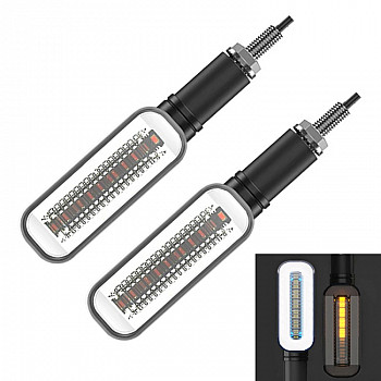 1 Pair Electric Motorcycle 24LED Two-color Running Water Steering Side Light(White Light + Yellow light)