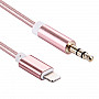1m Weave Style Metal Head 8 Pin Male to 3.5mm Male Audio AUX Cable for iPhone 7 / iPhone 7 Plus / iPhone 6 & 6s / iPhone 6 Plus & 6s Plus, Not Support iOS 10.3.1 or Above Mobile Phones(Rose Gold)