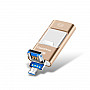 8GB USB 3.0 + 8 Pin + Mirco USB Android iPhone Computer Dual-use Metal Flash Drive (Gold)
