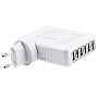 EU Plug Portable 6 Ports USB, USB Power Adapter with Blue Light, For iPad, iPhone, Galaxy, Huawei, Xiaomi, LG, HTC and Other Smart Phones, Rechargeable Devices(White)