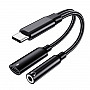 USB-C / Type-C Male To 3.5mm + Type-C Female 2 In 1 Audio Adapter Digital Aux Adapter Cable(Black)