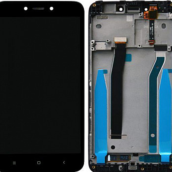 Redmi 4 Display and Touch Screen Glass With Outer Body (Frame) - Black
