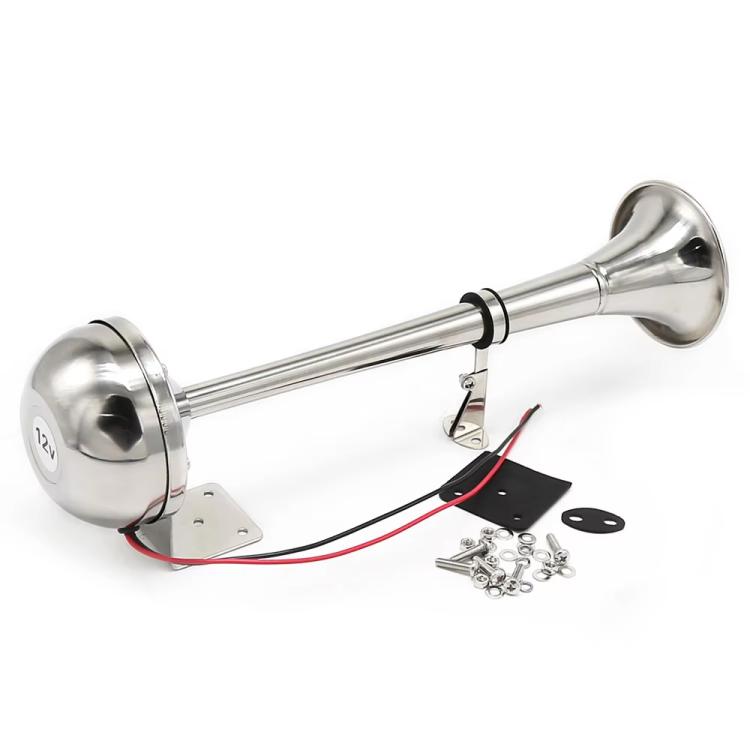 12V 125dB Car Truck Boat Stainless Steel Electric Horn with Mounting BracketSilver