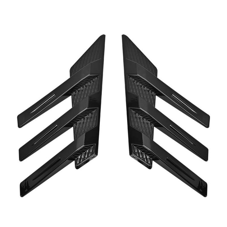 1 Pair Car Rear Windshield Air Cent Shark Fin Decorative Sticker, Bright Black