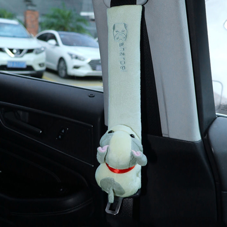 002 Cute Cartoon Thicked Seat Belt Anti-Strangled Protective Cushion, Length: 30.5cm (Beige Dog)