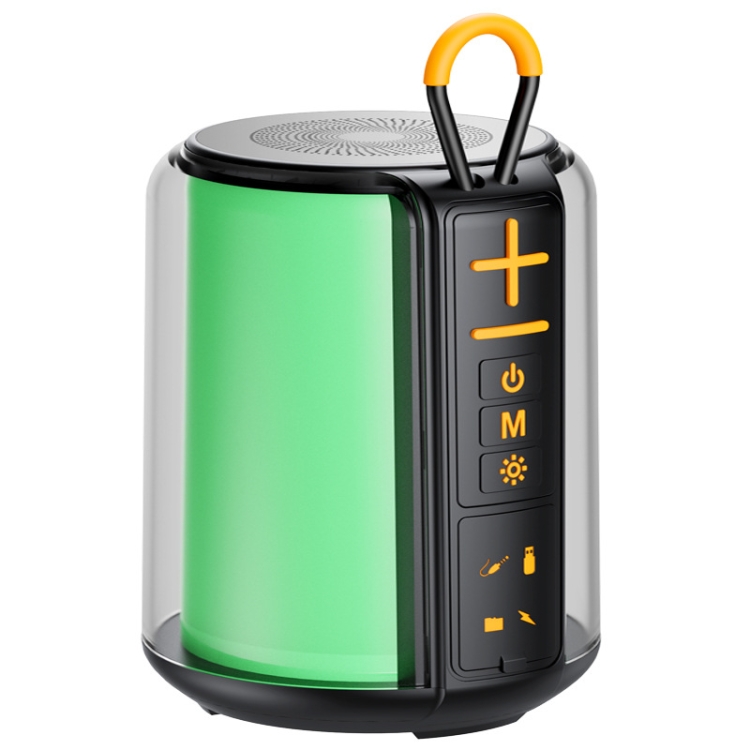 AEC S16 Portable LED Light Rainbow RGB Bluetooth Wireless TWS Speaker(Black)