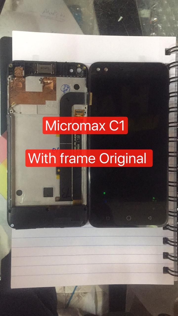 Micromax Canvas 1 C1 With Frame LCD SCREEN WITH DIGITIZER Glass Combo Display and Touch Screen Glass - Black